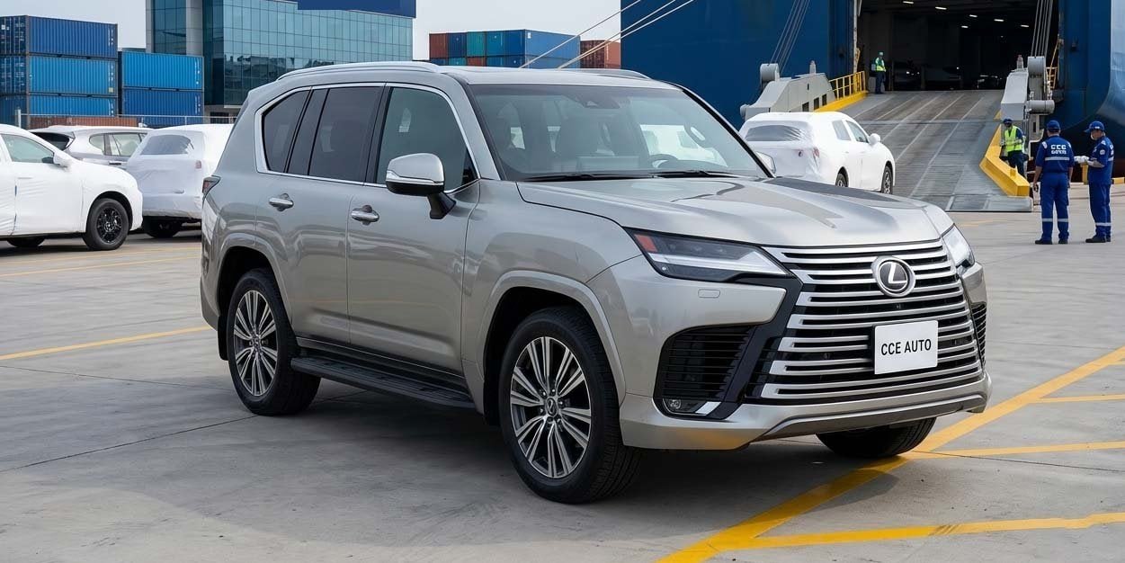 ilver Lexus LX600 for sale with CCE AUTO plate ready for export